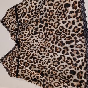 Victoria's  Secret animal print lingerie silky and lace trim size large